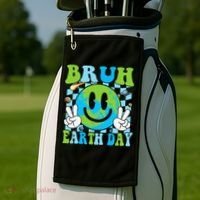 Bruh Earth Day Dabbing Earth Environmental Earth Day Golf Towel thumb 2