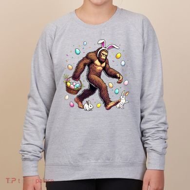Bigfoot Easter Day Funny Sasquatch Cute Bunny Easter Eggs  Women's Sweatshirt