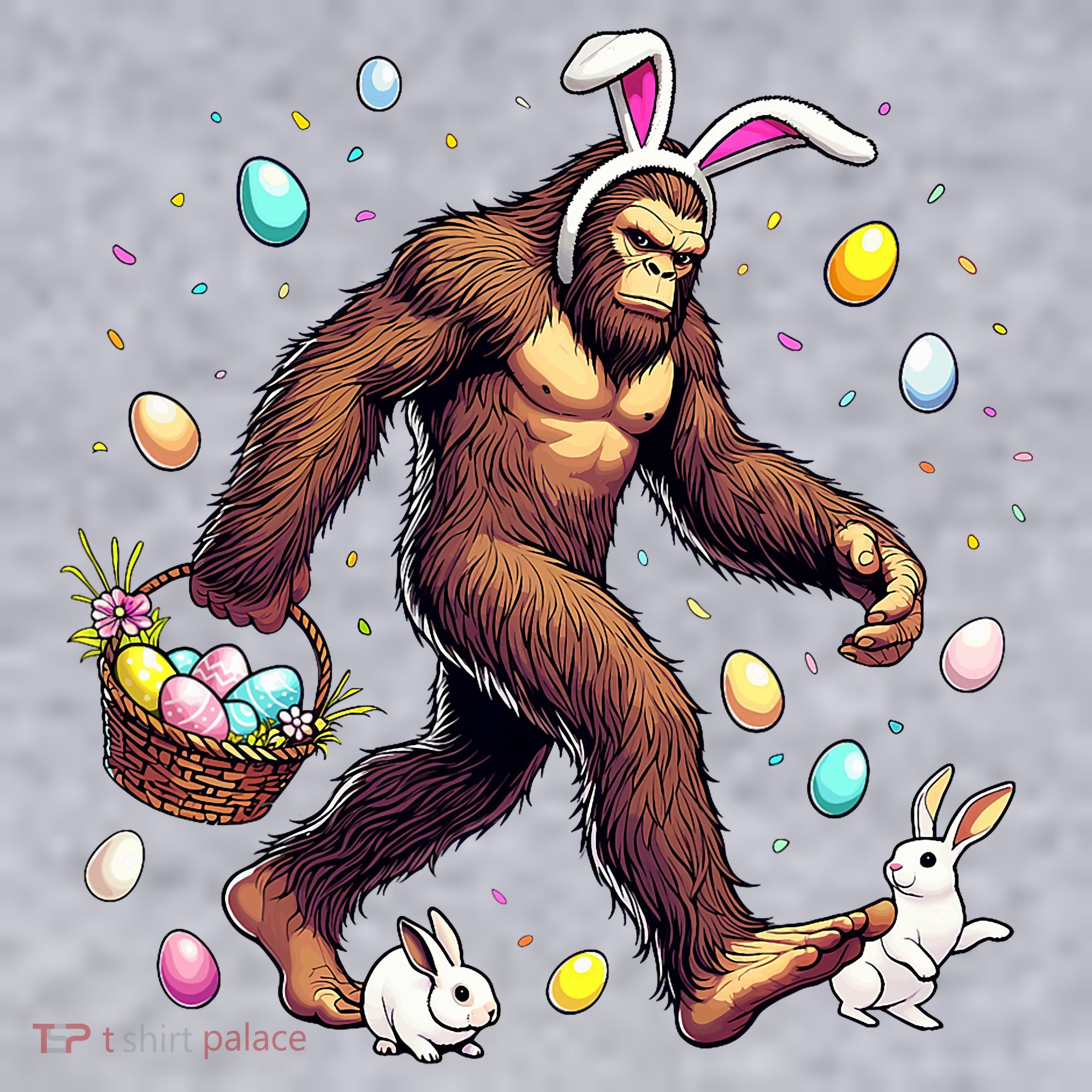 Bigfoot Easter Day Funny Sasquatch Cute Bunny Easter Eggs  Women's Sweatshirt