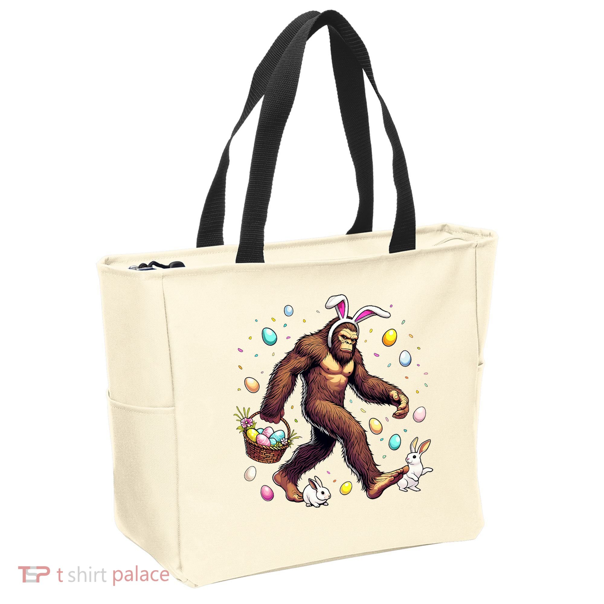 Bigfoot Easter Day Funny Sasquatch Cute Bunny Easter Eggs  Tote Bag
