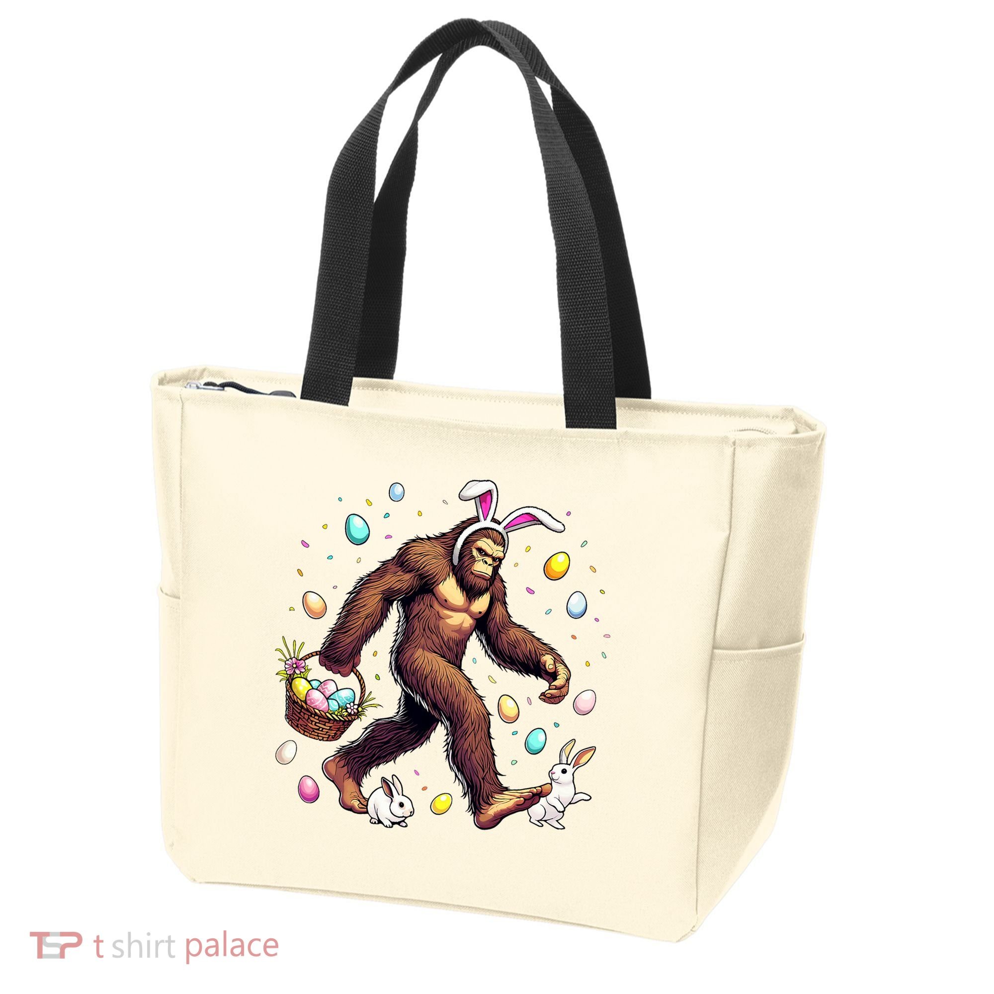 Bigfoot Easter Day Funny Sasquatch Cute Bunny Easter Eggs  Tote Bag
