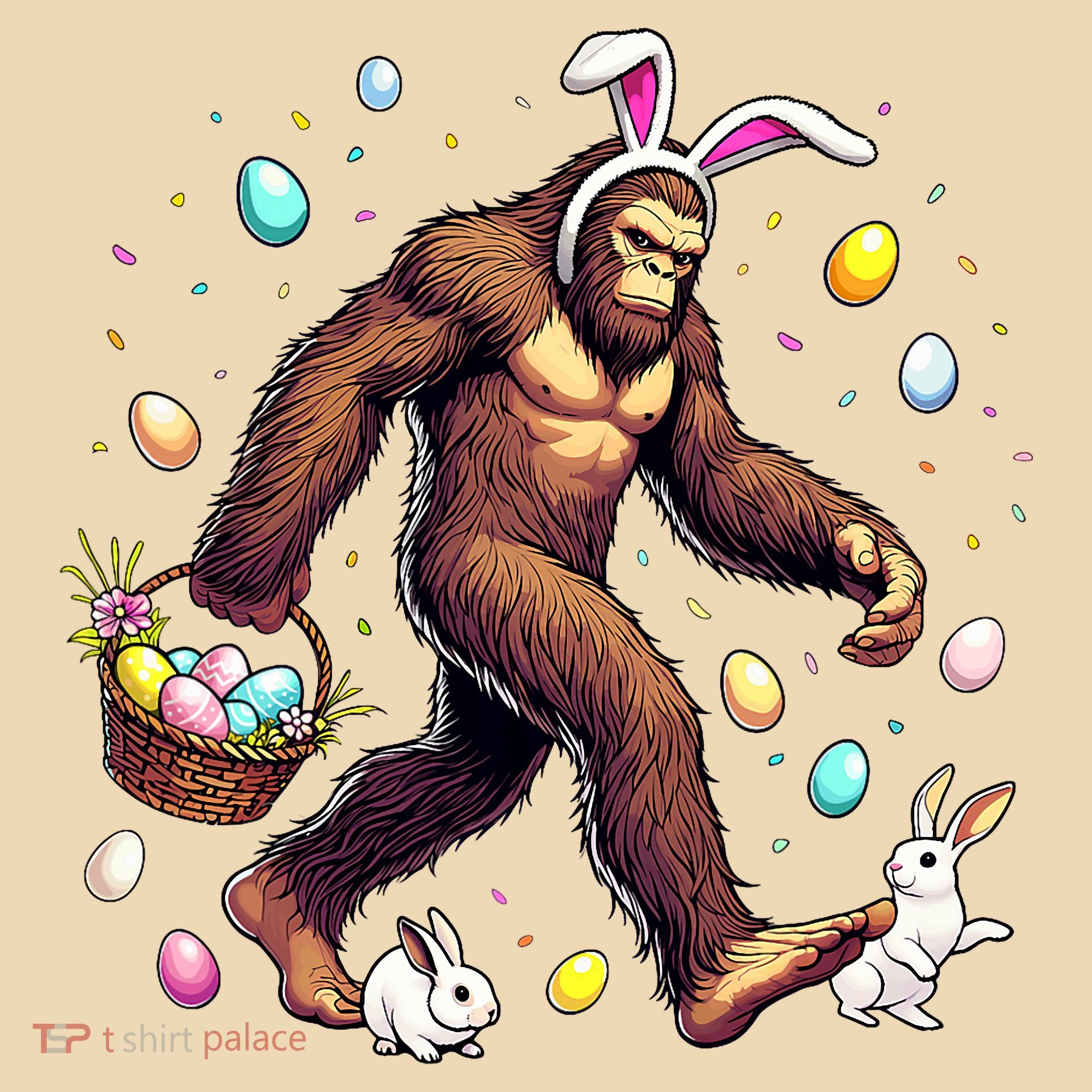 Bigfoot Easter Day Funny Sasquatch Cute Bunny Easter Eggs  Tote Bag
