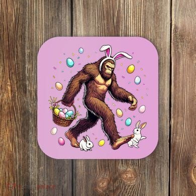 Bigfoot Easter Day Funny Sasquatch Cute Bunny Easter Eggs  Coaster