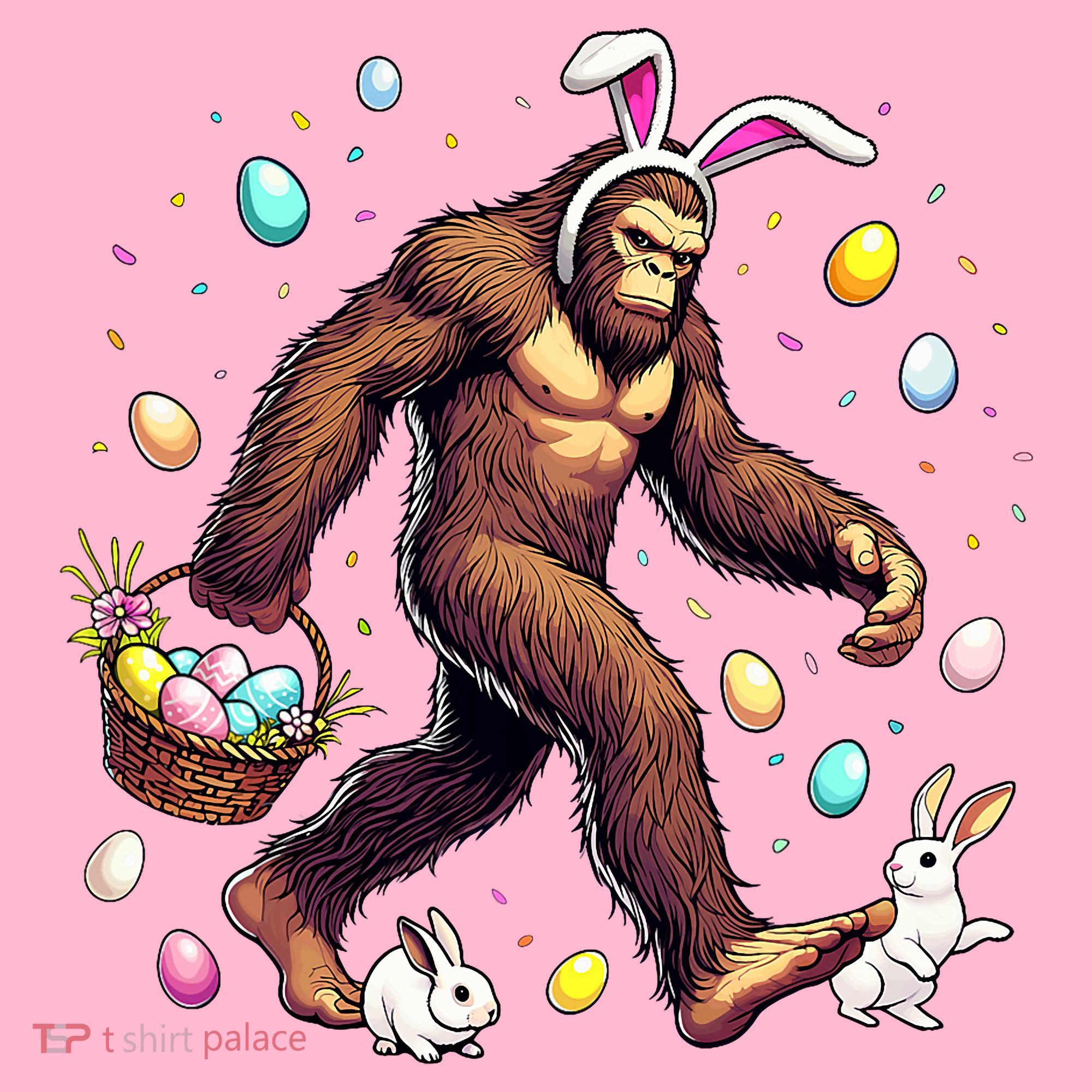 Bigfoot Easter Day Funny Sasquatch Cute Bunny Easter Eggs  Coaster