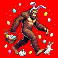 Bigfoot Easter Day Funny Sasquatch Cute Bunny Easter Eggs  Santa Hat thumb 1