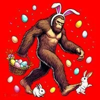 Bigfoot Easter Day Funny Sasquatch Cute Bunny Easter Eggs  Santa Hat thumb 1