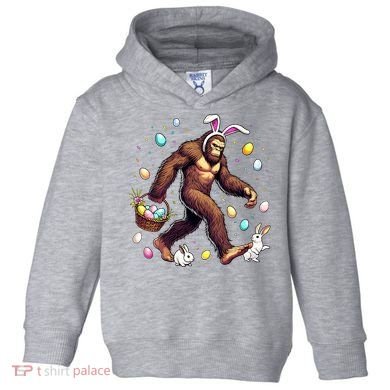 Bigfoot Easter Day Funny Sasquatch Cute Bunny Easter Eggs  Toddler Hoodie