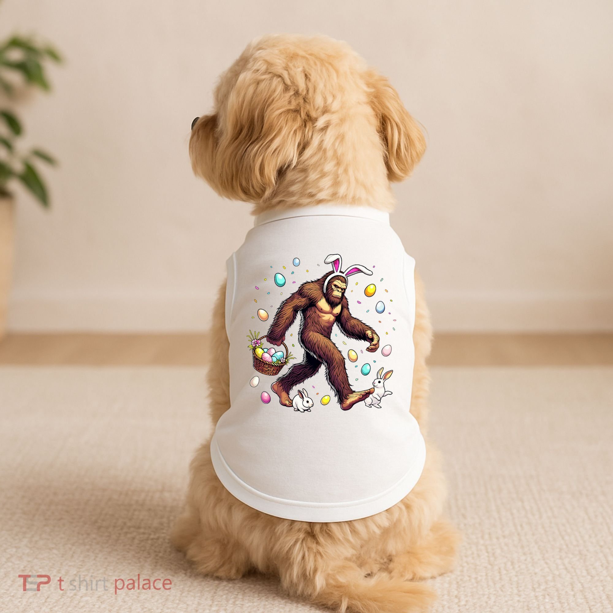 Bigfoot Easter Day Funny Sasquatch Cute Bunny Easter Eggs  Doggie Tank