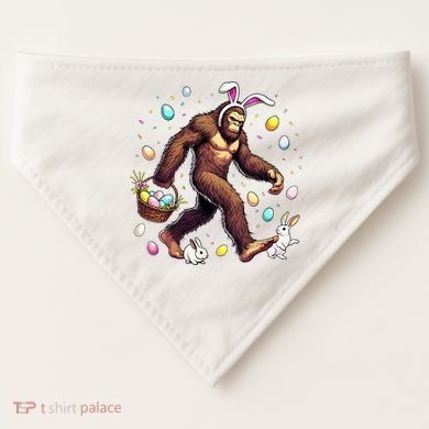 Bigfoot Easter Day Funny Sasquatch Cute Bunny Easter Eggs  USA-Made Doggie Bandana