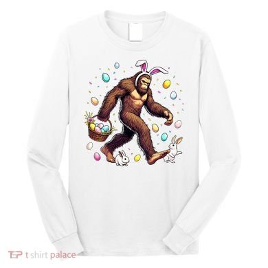 Bigfoot Easter Day Funny Sasquatch Cute Bunny Easter Eggs  Long Sleeve Shirt