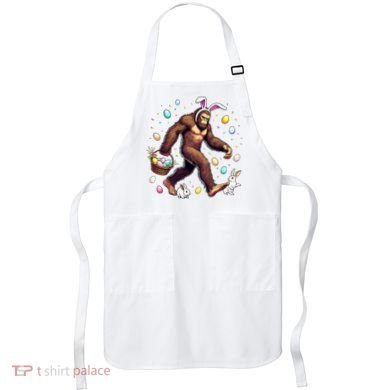Bigfoot Easter Day Funny Sasquatch Cute Bunny Easter Eggs  Apron