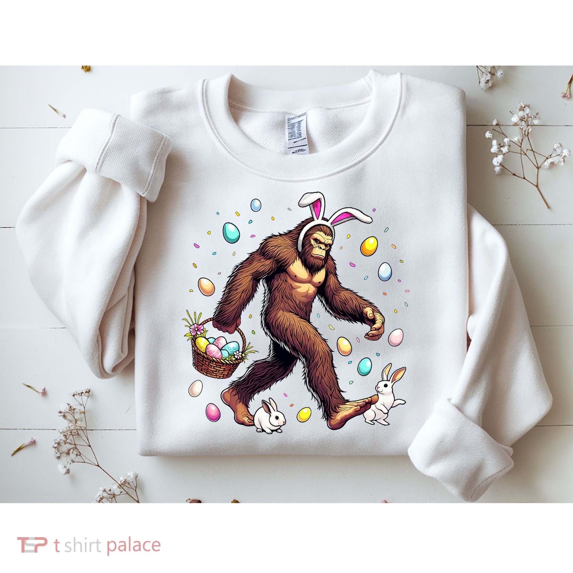 Bigfoot Easter Day Funny Sasquatch Cute Bunny Easter Eggs  Sweatshirt
