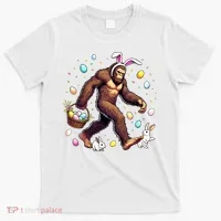 Bigfoot Easter Day Funny Sasquatch Cute Bunny Easter Eggs  T-Shirt thumb 0