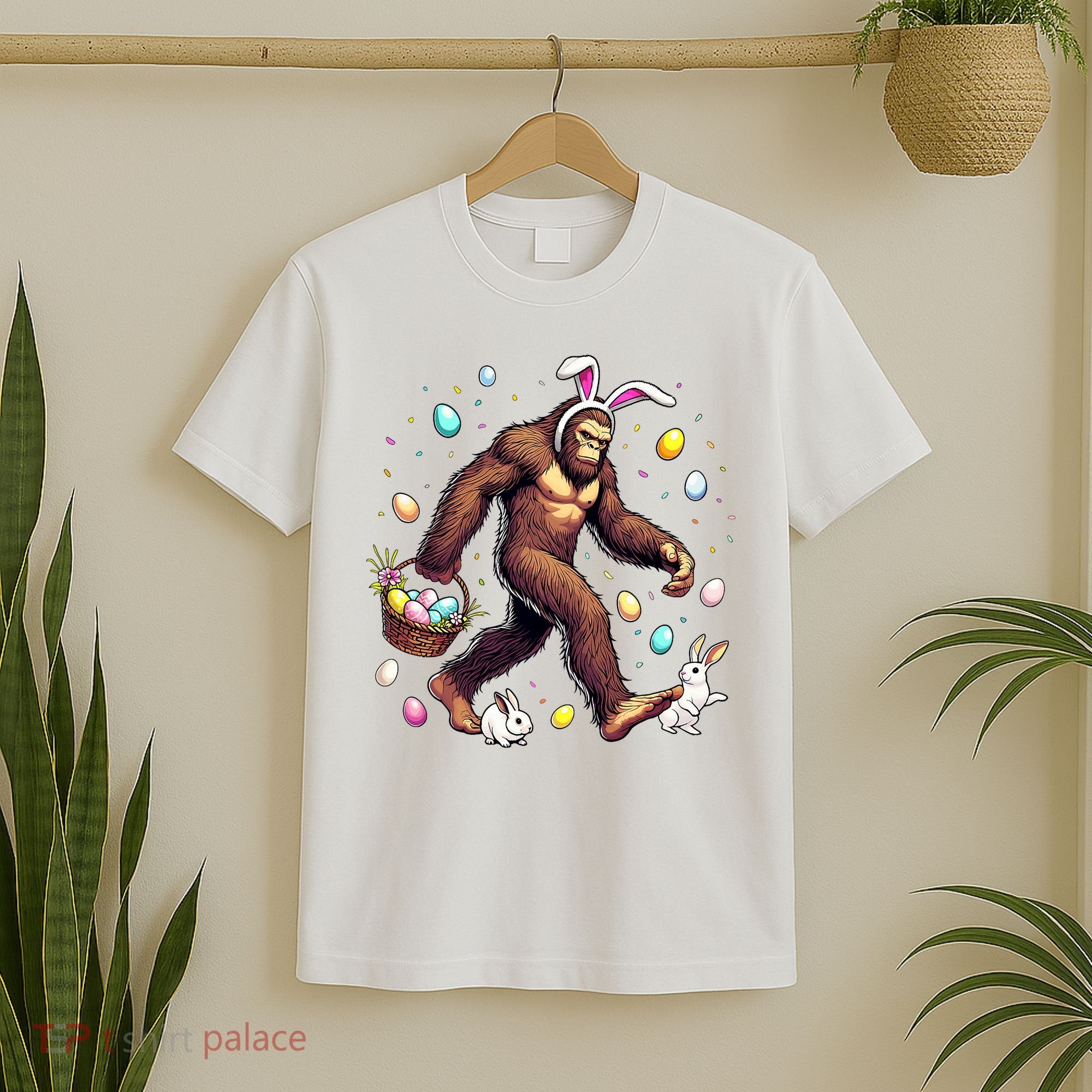Bigfoot Easter Day Funny Sasquatch Cute Bunny Easter Eggs  T-Shirt