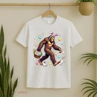 Bigfoot Easter Day Funny Sasquatch Cute Bunny Easter Eggs  T-Shirt thumb 2