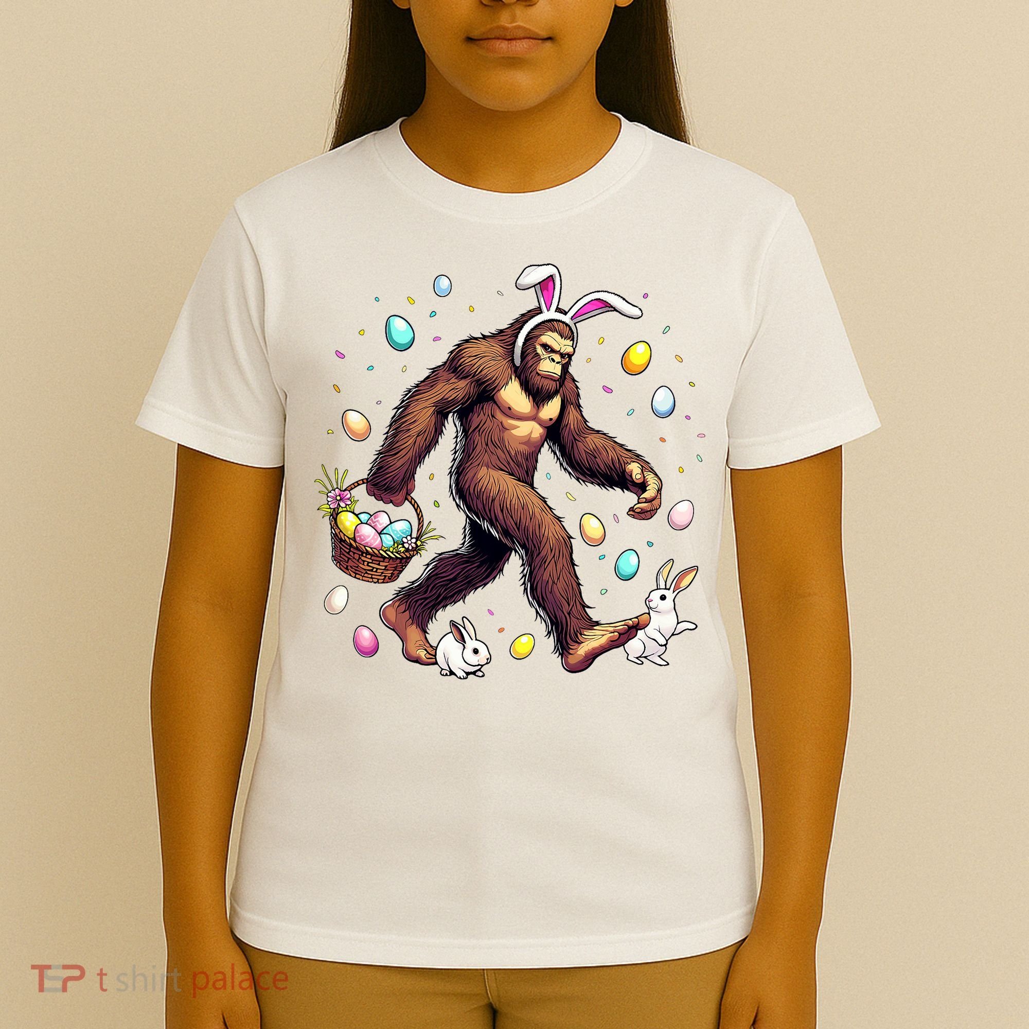 Bigfoot Easter Day Funny Sasquatch Cute Bunny Easter Eggs  T-Shirt