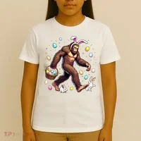 Bigfoot Easter Day Funny Sasquatch Cute Bunny Easter Eggs  T-Shirt thumb 4