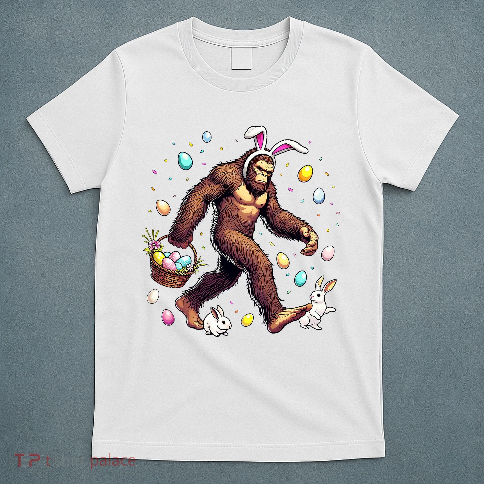 Bigfoot Easter Day Funny Sasquatch Cute Bunny Easter Eggs  T-Shirt