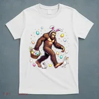 Bigfoot Easter Day Funny Sasquatch Cute Bunny Easter Eggs  T-Shirt thumb 5