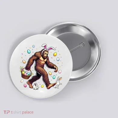 Bigfoot Easter Day Funny Sasquatch Cute Bunny Easter Eggs  Button