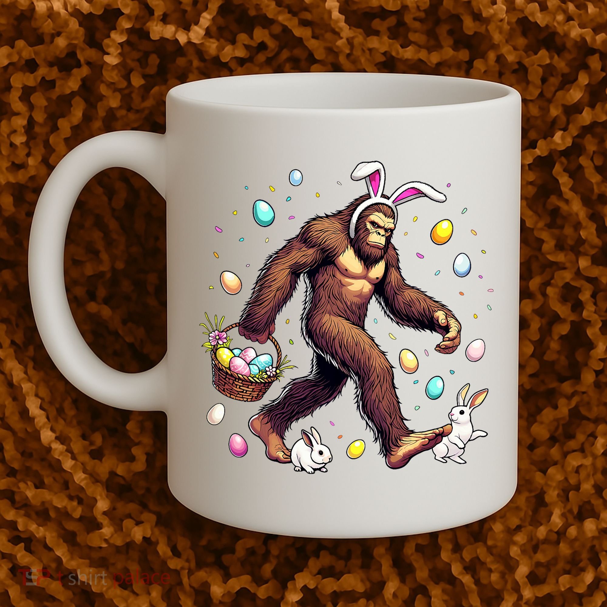 Bigfoot Easter Day Funny Sasquatch Cute Bunny Easter Eggs  Coffee Mug