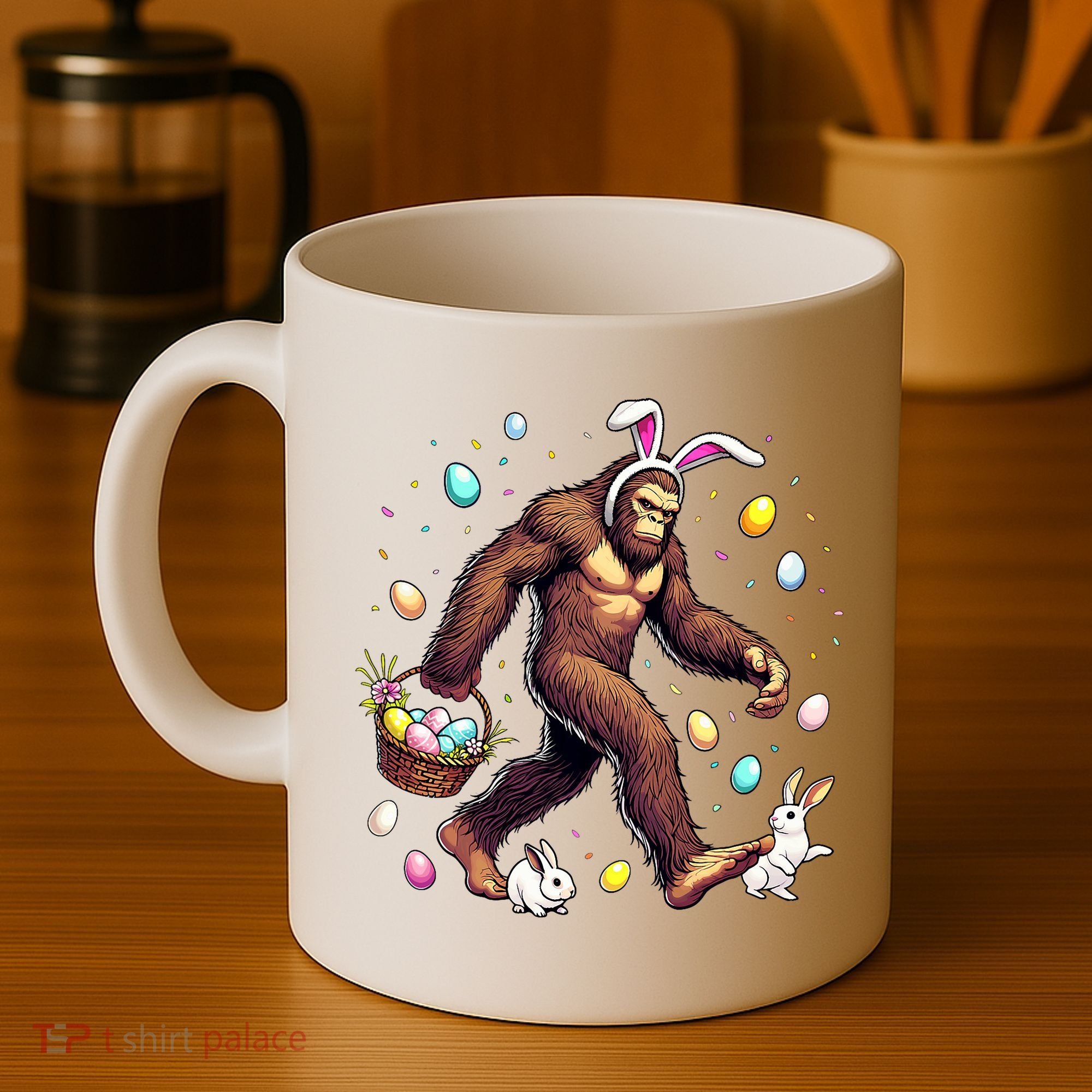 Bigfoot Easter Day Funny Sasquatch Cute Bunny Easter Eggs  Coffee Mug