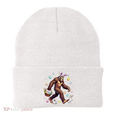 Bigfoot Easter Day Funny Sasquatch Cute Bunny Easter Eggs  Beanie