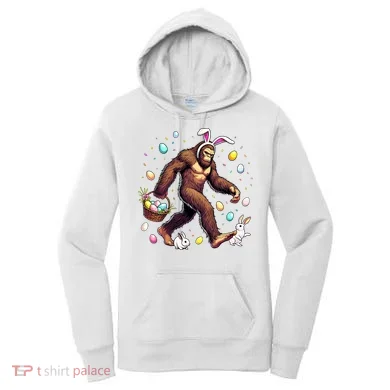 Bigfoot Easter Day Funny Sasquatch Cute Bunny Easter Eggs Women's Hoodie