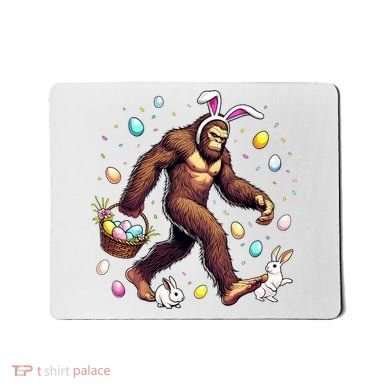 Bigfoot Easter Day Funny Sasquatch Cute Bunny Easter Eggs  Mousepad