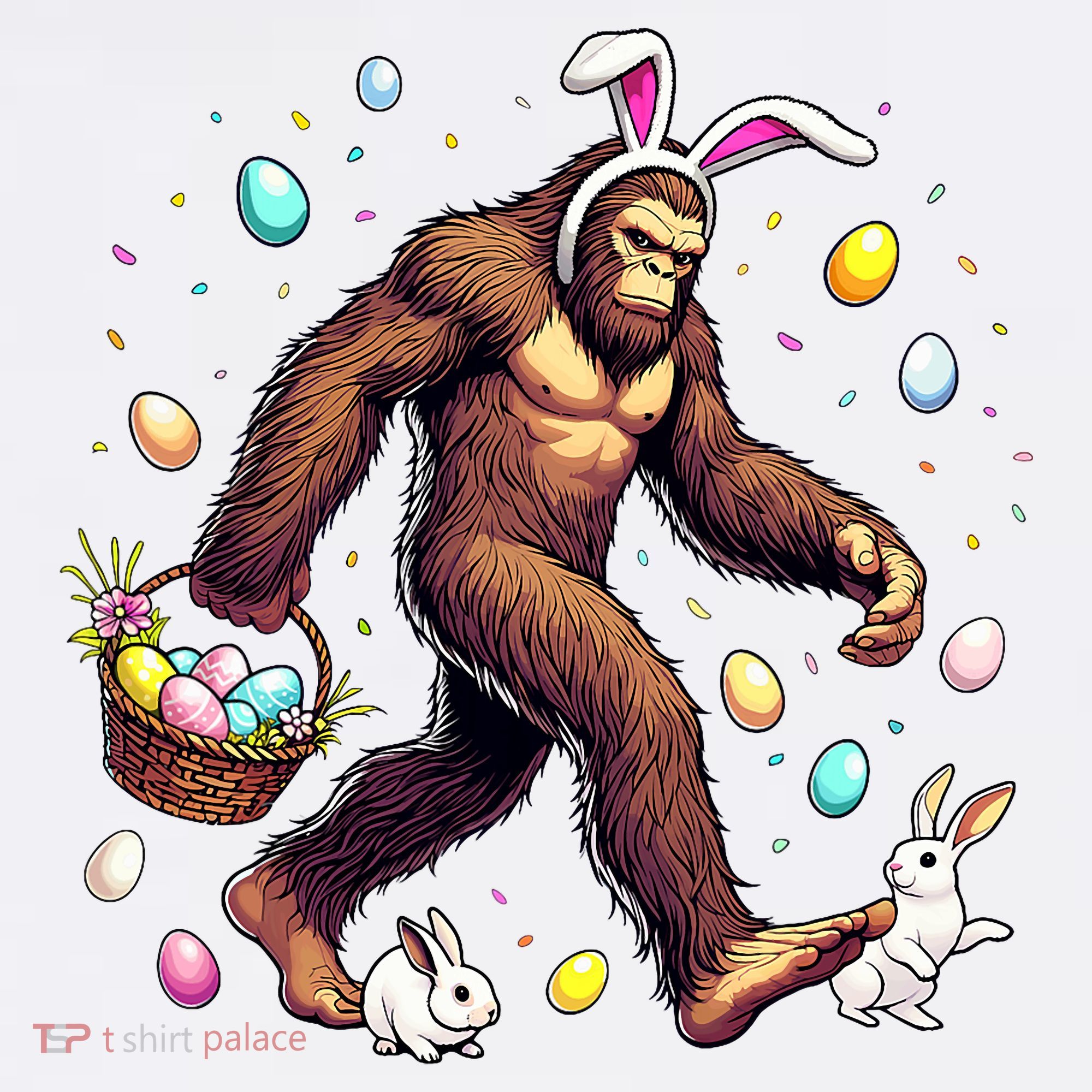 Bigfoot Easter Day Funny Sasquatch Cute Bunny Easter Eggs  Mousepad