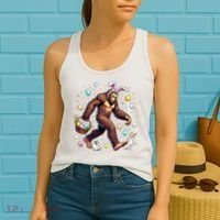 Bigfoot Easter Day Funny Sasquatch Cute Bunny Easter Eggs  Women's Tank Top thumb 2