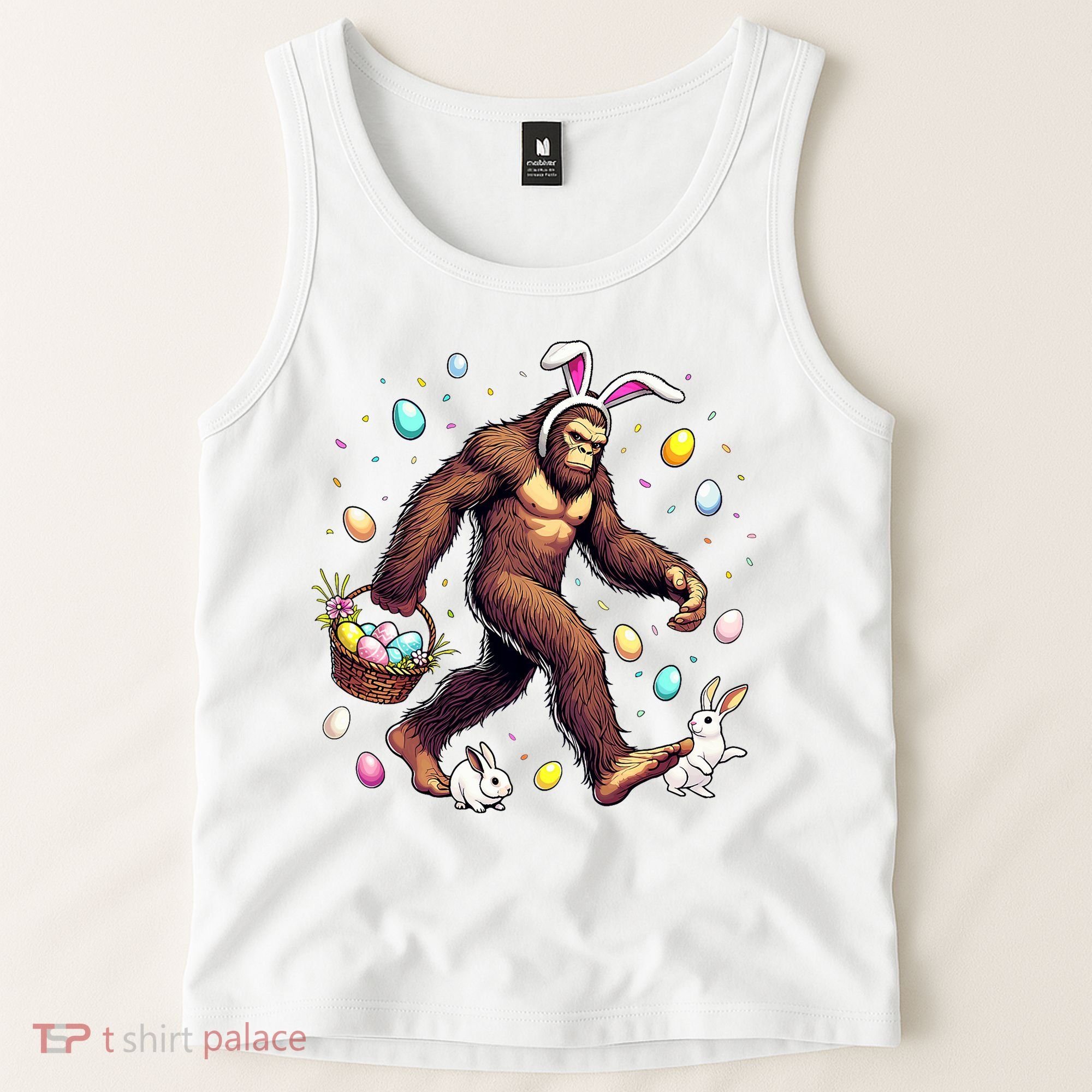 Bigfoot Easter Day Funny Sasquatch Cute Bunny Easter Eggs  Tank Top