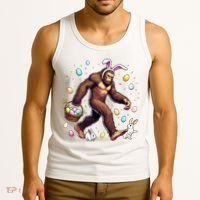 Bigfoot Easter Day Funny Sasquatch Cute Bunny Easter Eggs  Tank Top thumb 3