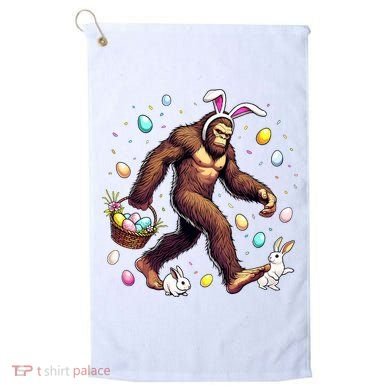 Bigfoot Easter Day Funny Sasquatch Cute Bunny Easter Eggs  Golf Towel