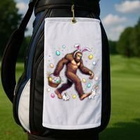 Bigfoot Easter Day Funny Sasquatch Cute Bunny Easter Eggs  Golf Towel thumb 2