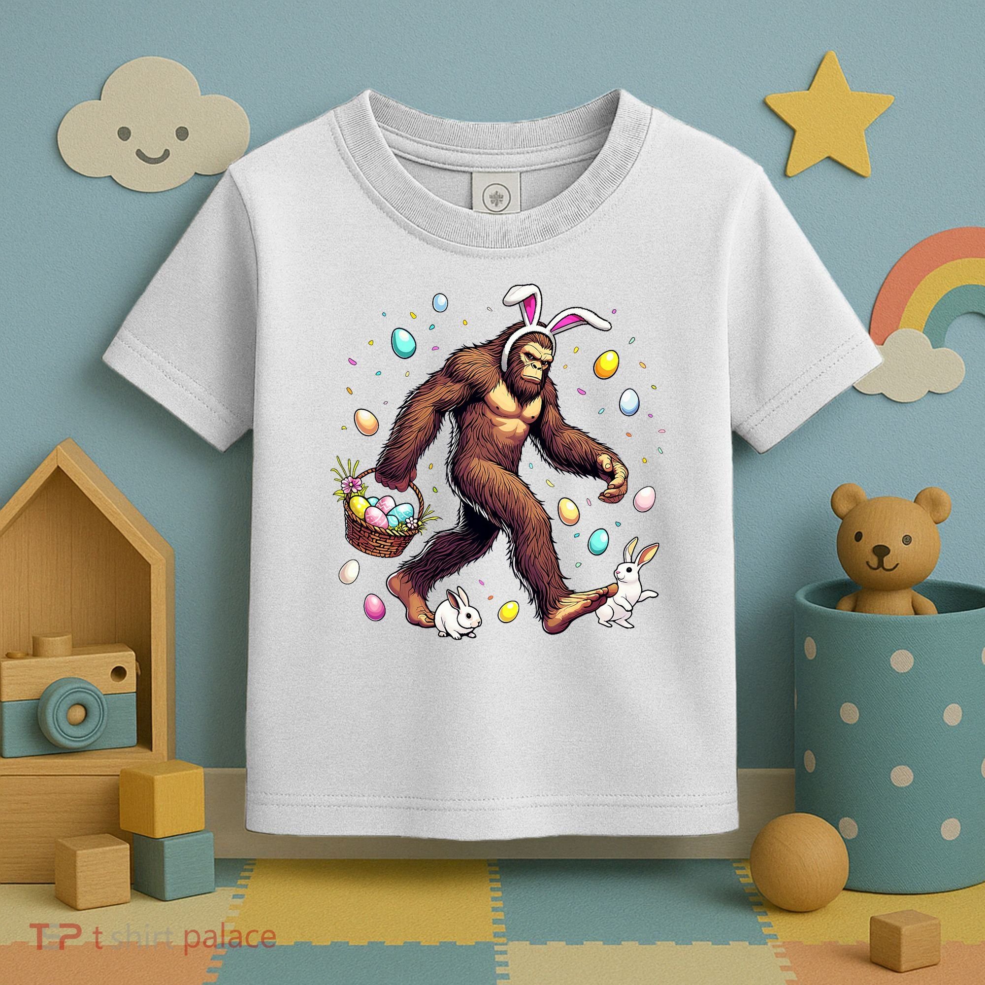Bigfoot Easter Day Funny Sasquatch Cute Bunny Easter Eggs  Toddler T-Shirt