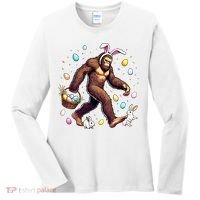 Bigfoot Easter Day Funny Sasquatch Cute Bunny Easter Eggs  Women's Long Sleeve Shirt thumb 0