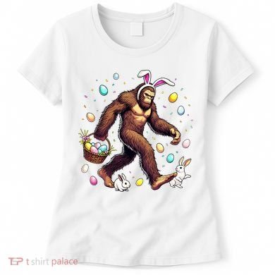 Bigfoot Easter Day Funny Sasquatch Cute Bunny Easter Eggs  Women's T-Shirt