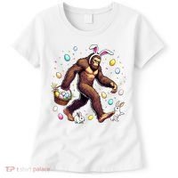 Bigfoot Easter Day Funny Sasquatch Cute Bunny Easter Eggs  Women's T-Shirt thumb 0