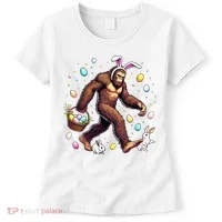 Bigfoot Easter Day Funny Sasquatch Cute Bunny Easter Eggs  Women's T-Shirt thumb 0