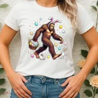 Bigfoot Easter Day Funny Sasquatch Cute Bunny Easter Eggs  Women's T-Shirt thumb 2