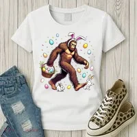 Bigfoot Easter Day Funny Sasquatch Cute Bunny Easter Eggs  Women's T-Shirt thumb 3