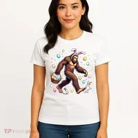 Bigfoot Easter Day Funny Sasquatch Cute Bunny Easter Eggs  Women's T-Shirt thumb 4