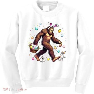 Bigfoot Easter Day Funny Sasquatch Cute Bunny Easter Eggs  Kids Sweatshirt