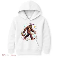 Bigfoot Easter Day Funny Sasquatch Cute Bunny Easter Eggs  Kids Hoodie thumb 0