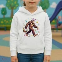 Bigfoot Easter Day Funny Sasquatch Cute Bunny Easter Eggs  Kids Hoodie thumb 3