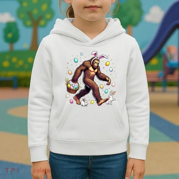 Bigfoot Easter Day Funny Sasquatch Cute Bunny Easter Eggs  Kids Hoodie