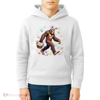 Bigfoot Easter Day Funny Sasquatch Cute Bunny Easter Eggs  Kids Hoodie thumb 4