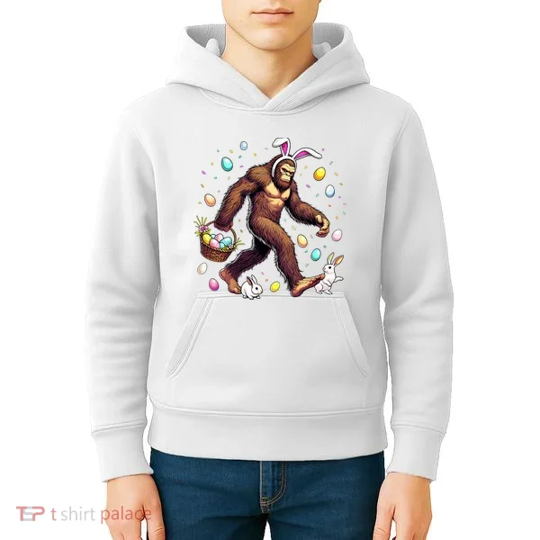 Bigfoot Easter Day Funny Sasquatch Cute Bunny Easter Eggs  Kids Hoodie