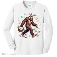 Bigfoot Easter Day Funny Sasquatch Cute Bunny Easter Eggs  Kids Long Sleeve Shirt thumb 0